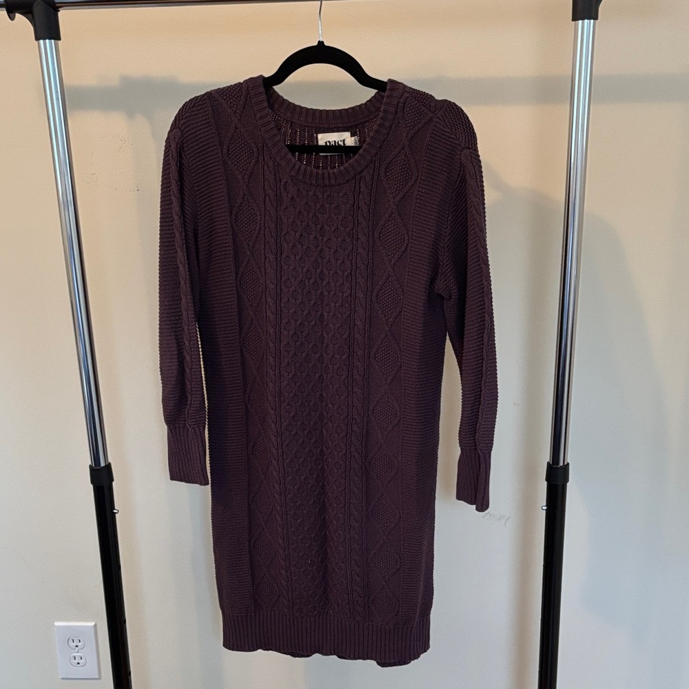 Pact Cotton Cable Knit Sweater Dress